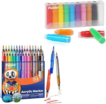 Funto 30+10 Acrylic Marker Bundle 30 Refillable ClickLink Pens + 10 Visi-Pod Ink Refills