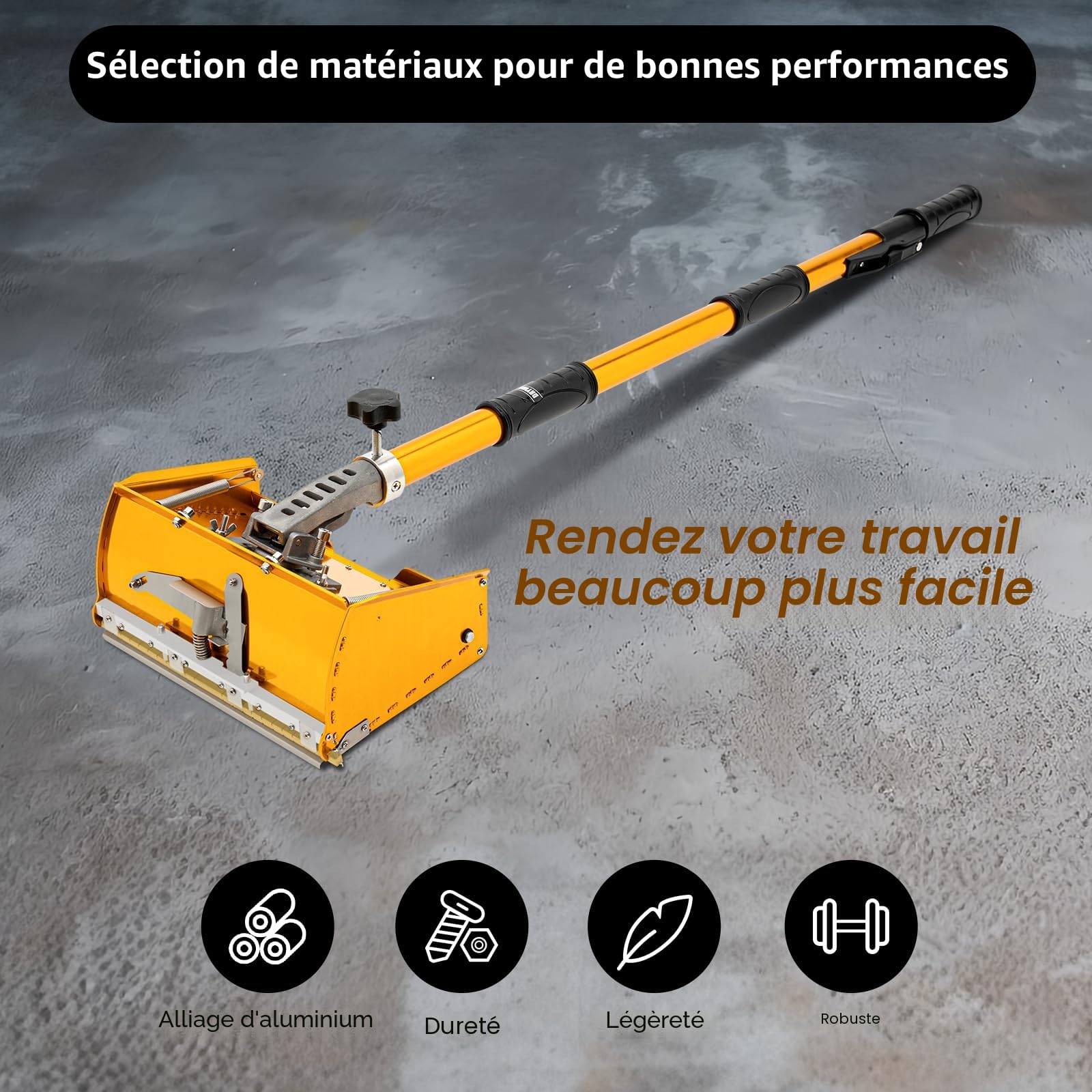 Boîte de finition plate professionnelle, Cloison Sèche Avec Poignée 8.9 pouces, Poignée de Boîte Réglable, Alliage d'aluminium Coffret Plat 120 ° Réglable