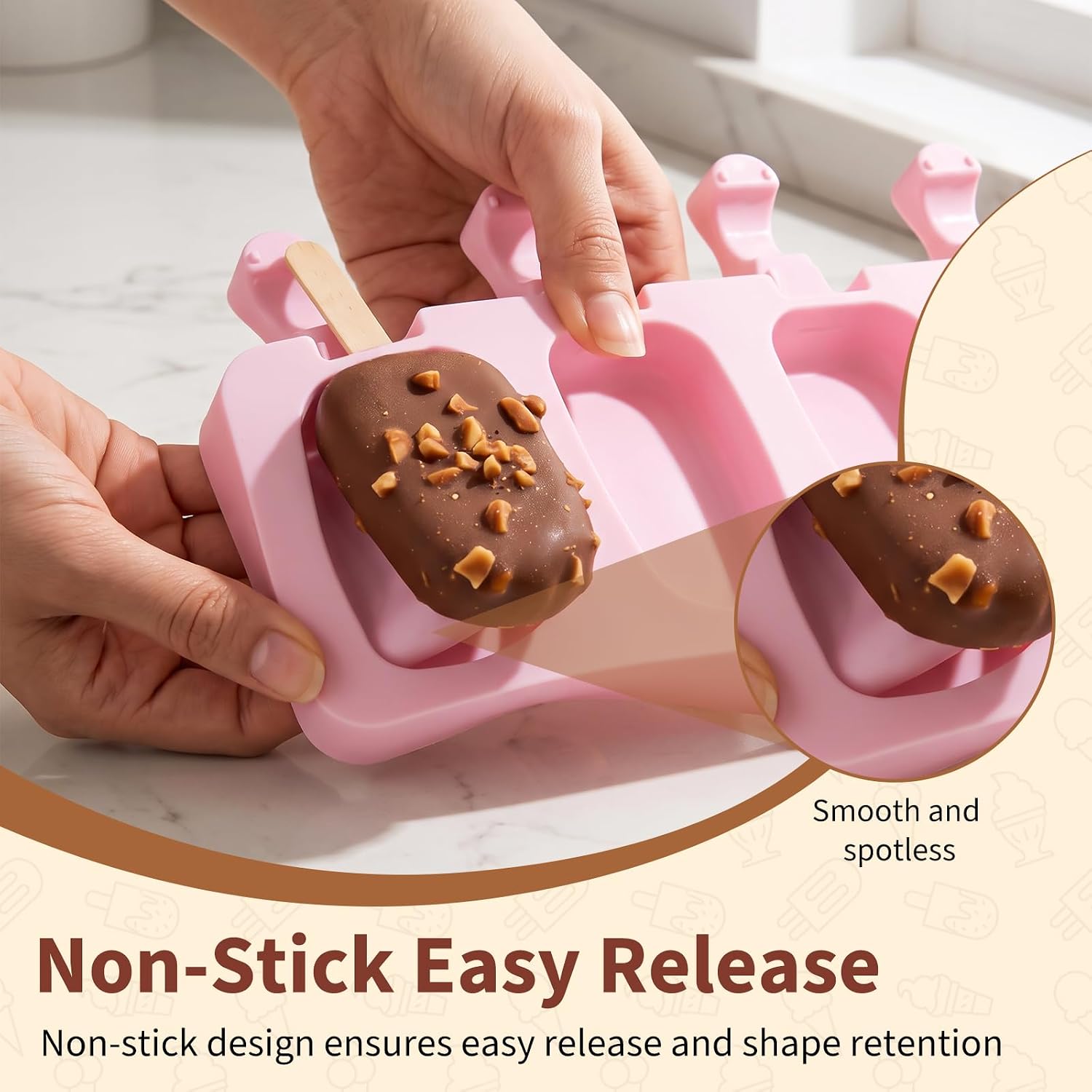 Cake Pop Mold, Popsicle Cake Pop Mold with Lid and 50 PCS Wooden Sticks