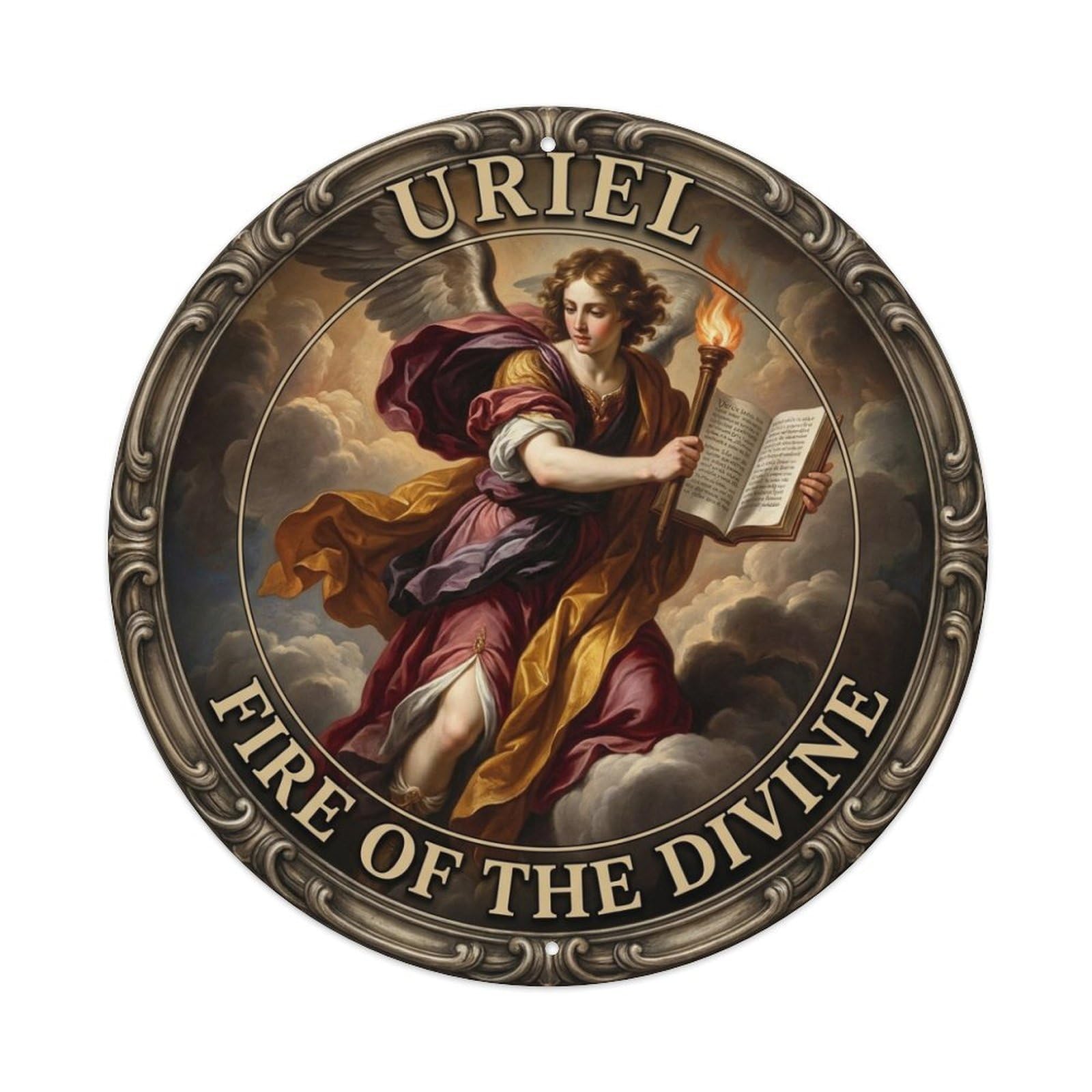 Holy Wisdom Archangel Uriel Fire of The Divine Metal Tin Sign