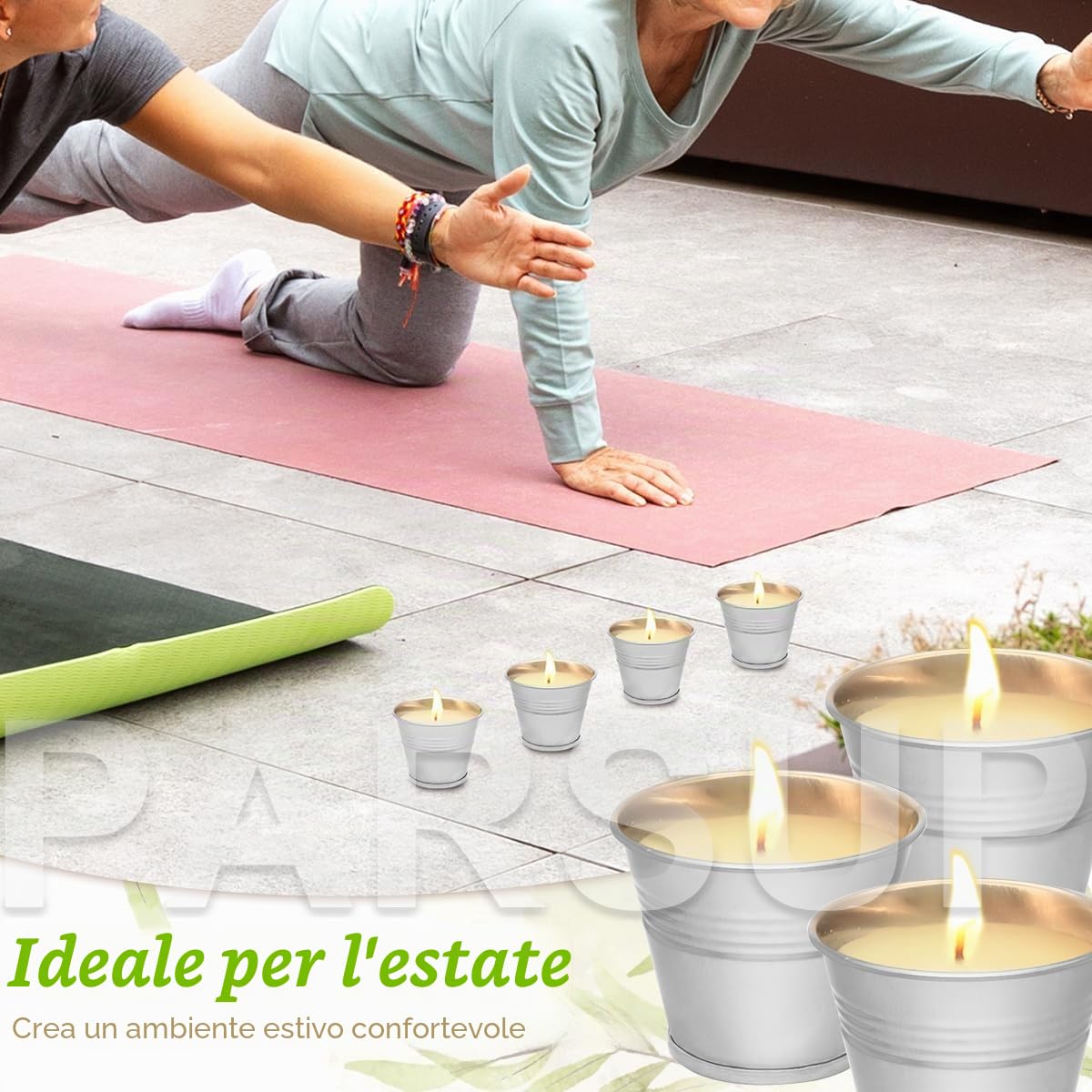 12 Pack candele di citronella - giardino candele profumate di citronella all'aperto, 120-180 ore combustione, cera soia naturale, set regalo portatile della candela del barattolo per casa Patio Yard