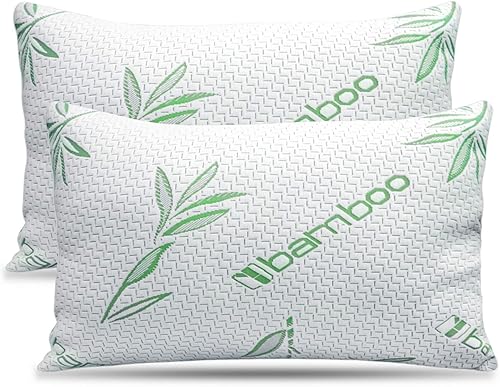 Miniatura 1 de Elif Home Goods Paquete de 2 almohadas de bambú tamaño Queen, almohadas de espuma viscoelástica para dormir, juego de almohadas de bambú ajustables