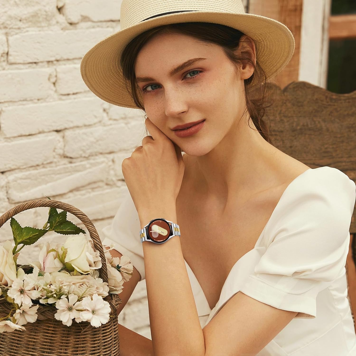 Slim Metal Compatible with Samsung Galaxy Watch 7 band, 20mm Stainless Steel Strap for Galaxy Watch Bands 40mm 44mm Women, Dressy Thin Chain Bands for Galaxy Watch FE/ 6/5/ 4/ Active 2 - Image 6