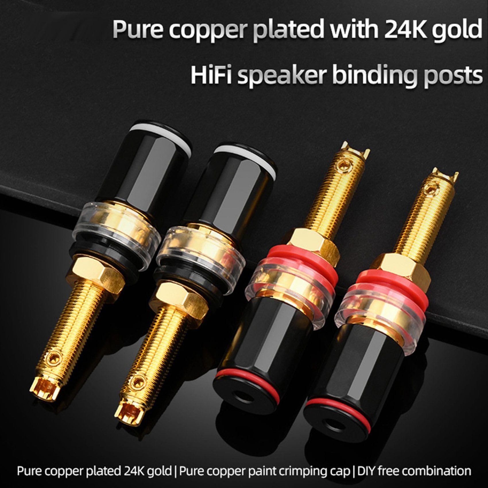 20 PièCes Borne de Liaison de Haut-Parleur Hifi Connecteur D'Amplificateur Plaqué Or en Cuivre Pur pour Prise Banane