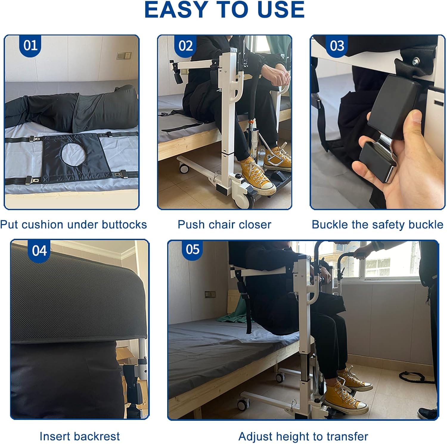 Buy PAYRFV Hydraulic Patient Lift Wheelchair for Home, Foldable Transfer Chair with Sling