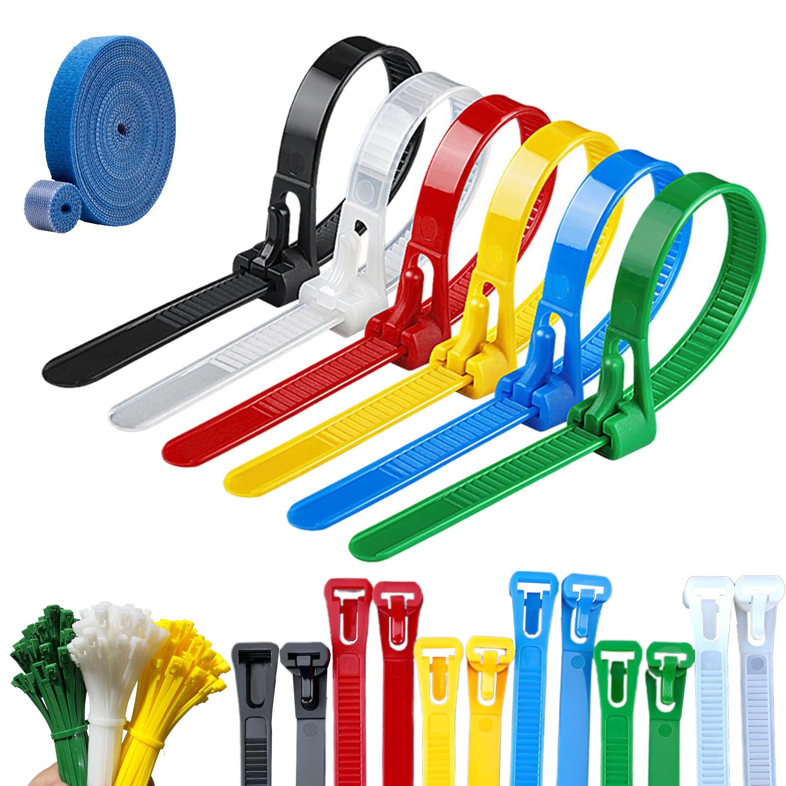 200-Pack 6-Inch Reusable Zip Ties – Multicolor Adjustable Nylon Cable Ties With Self-Locking Buckle For Home, Workshop & Garden