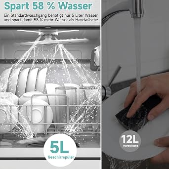 Mini Dishwasher Table Dishwasher for 8 Place Settings 6 Washing Programs [Energy Class B]