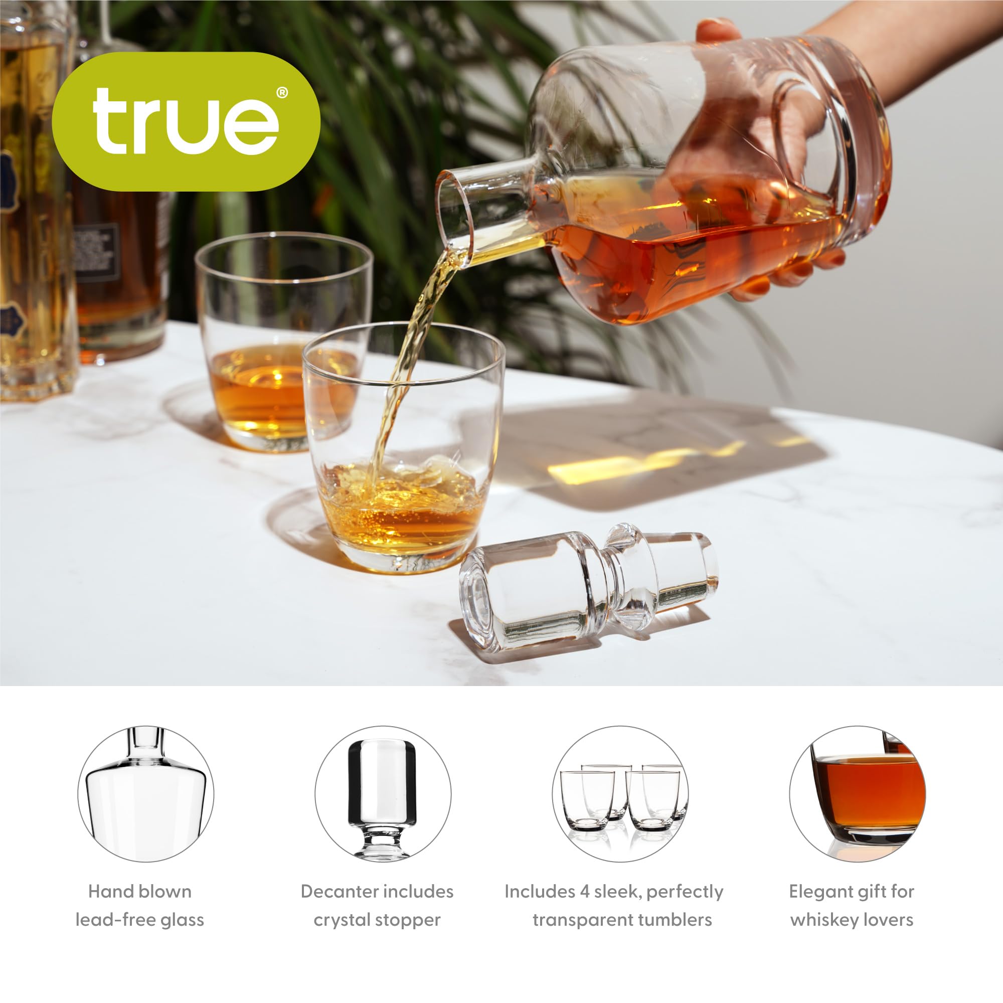 Amazon.com | True Liquor Decanter & Tumbler Set - Whiskey Bourbon