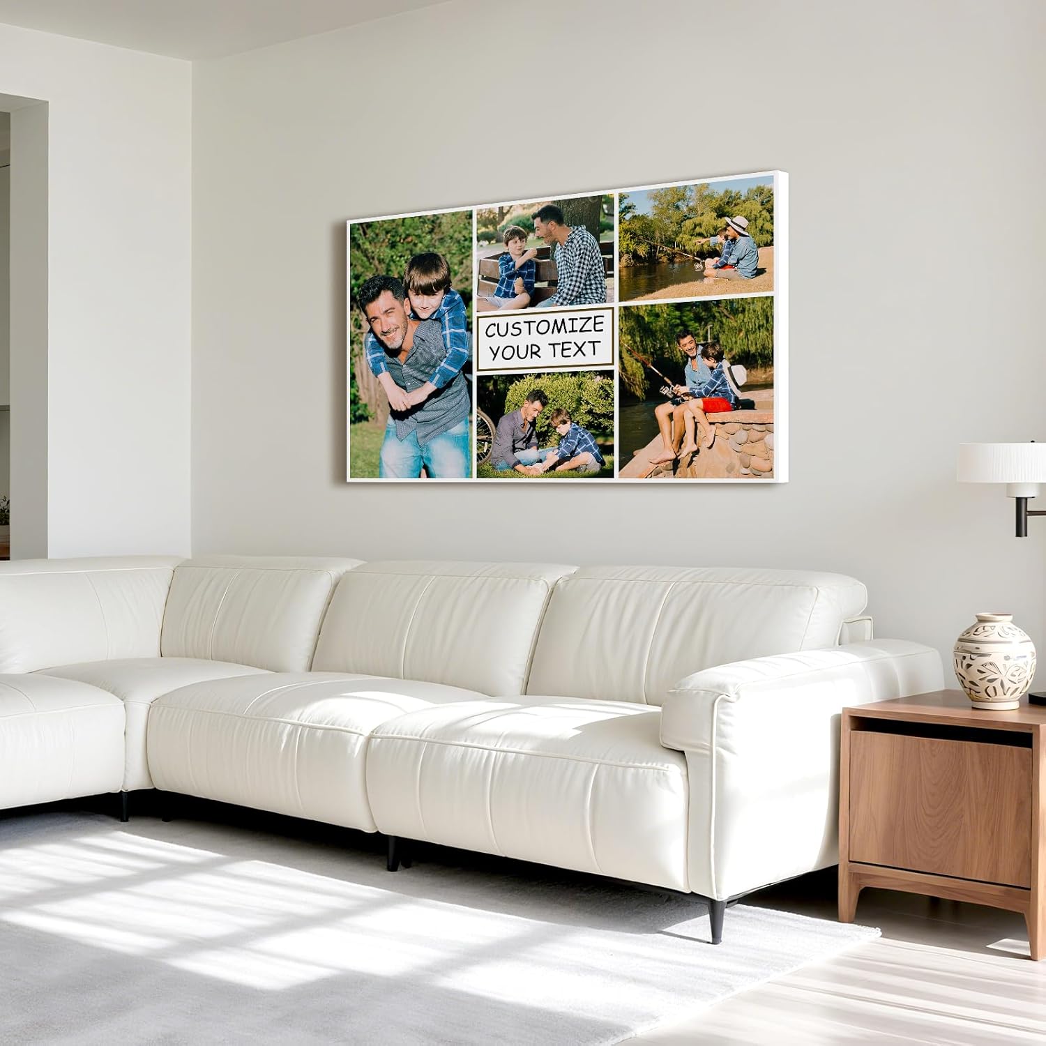 xzartdiy Custom Picture Canvas Prints with Your Photos, 5 Collage Images Print, Personalized Wall Art for Family Home Office Wedding Decor, Customized Gifts for Father’s & Mother’s Day 24x16’’