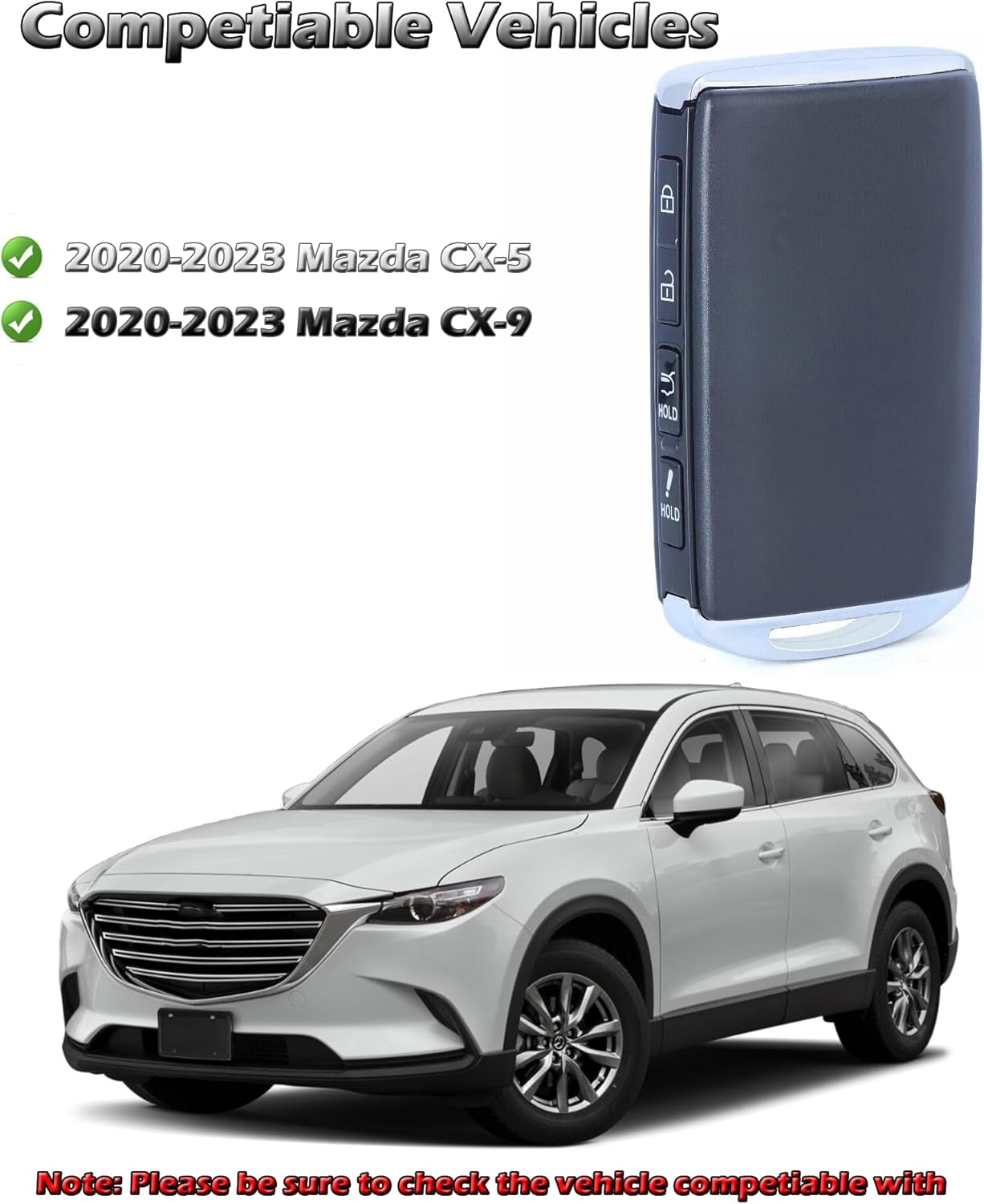 Smart Key for Mazda CX-5 CX-9 2020-2024, Alliskeys Key Fob Fit for Mazda SUV SKE13D03 315MHz 4- Button SUV