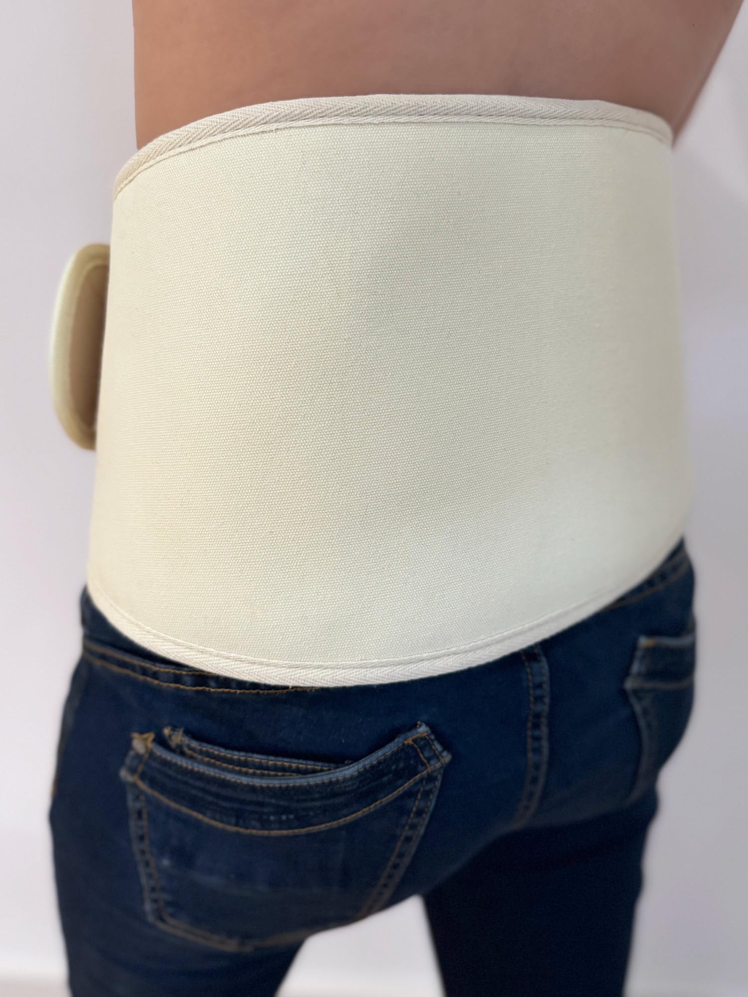 Rohn Moden Lammfell Nierengurt aus Merinowolle, verstellbarer Nierenwärmer aus Schaffell, Öko Rückenwärmer, Flexigurt für Damen und Herren, weicher Thermogurt (Creme, L, 100-130 cm)