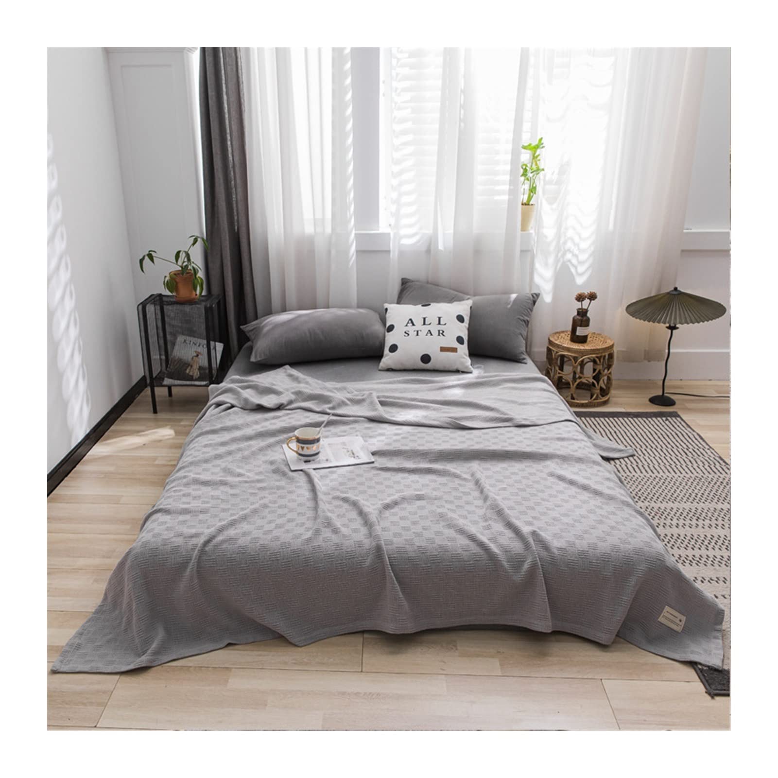 DUBTEDHOU Summer Blanket Lightweight Cotton Cooling Blanket Multicolor Multiple Sizes All Seasons(Light Gray,100x150cm(39x59inch))