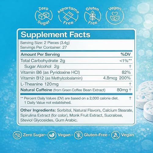 Miniatura 2 de BUMP Energy Gum - Goma de mascar Nootropic Energy con 40 mg de cafeína natural, L-teanina y vitaminas B, menta vegana sin azúcar, 54 unidades