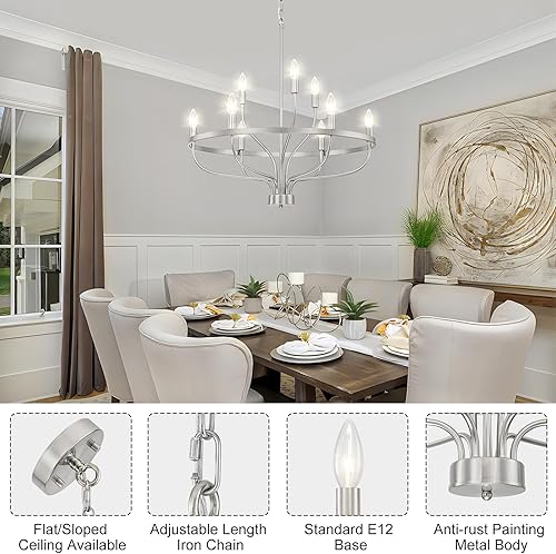 Miniatura 10 de BrkNit Candelabro negro de granja para comedor, 6 luces de comedor sobre mesa, lámpara moderna de cocina, lámpara vintage para colgar en el techo