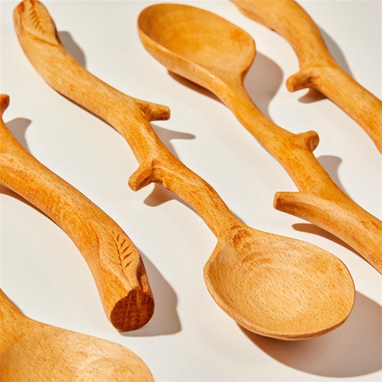 Coffee Scoops 1PC Creative Beech Spoon Branch Shape Long Handle Scoop Coffee Stirring Tableware