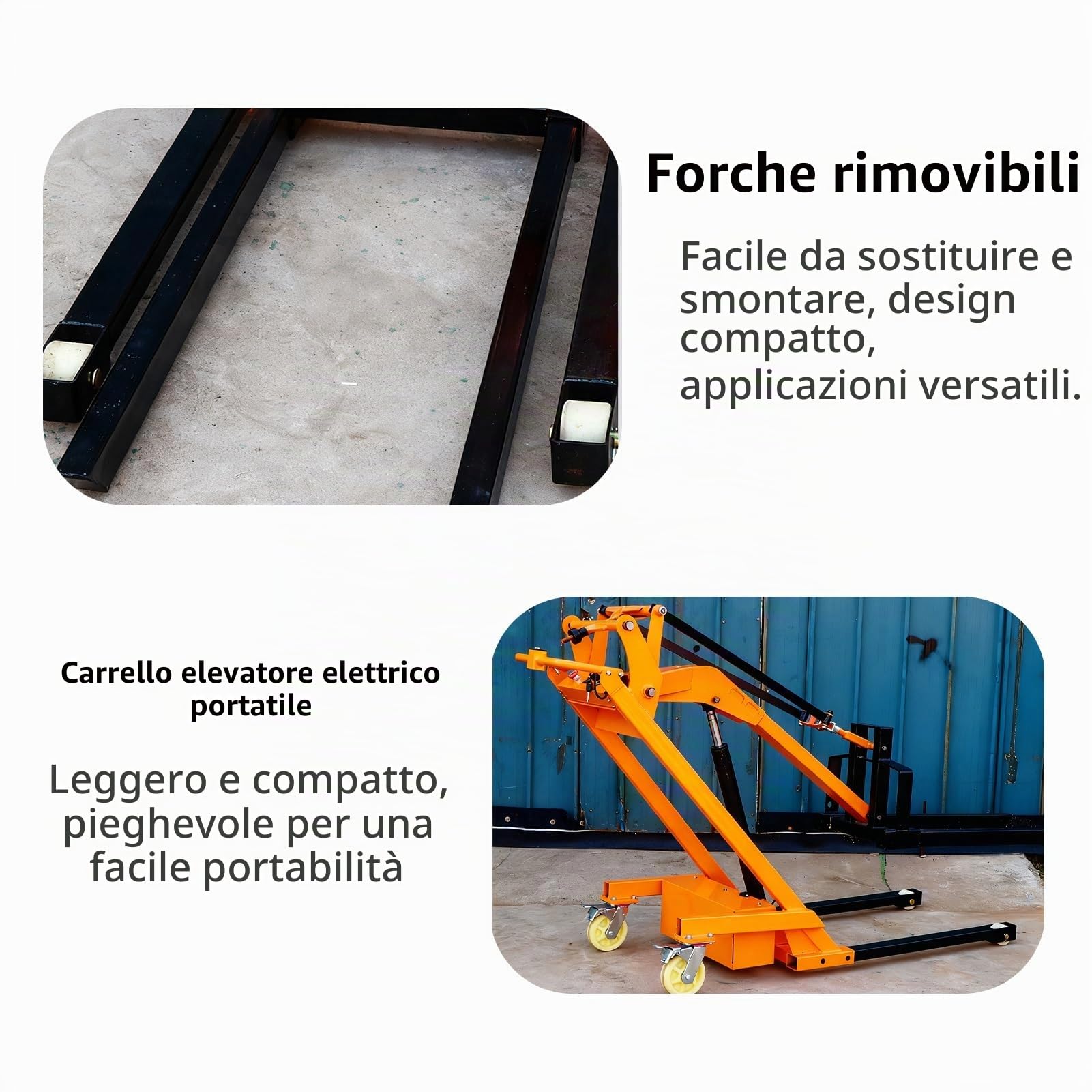 Transpallet elettrico telescopico, maneggevole idraulico pieghevole con capacità di 499 kg per il sollevamento di materiali in fabbrica e supermercato