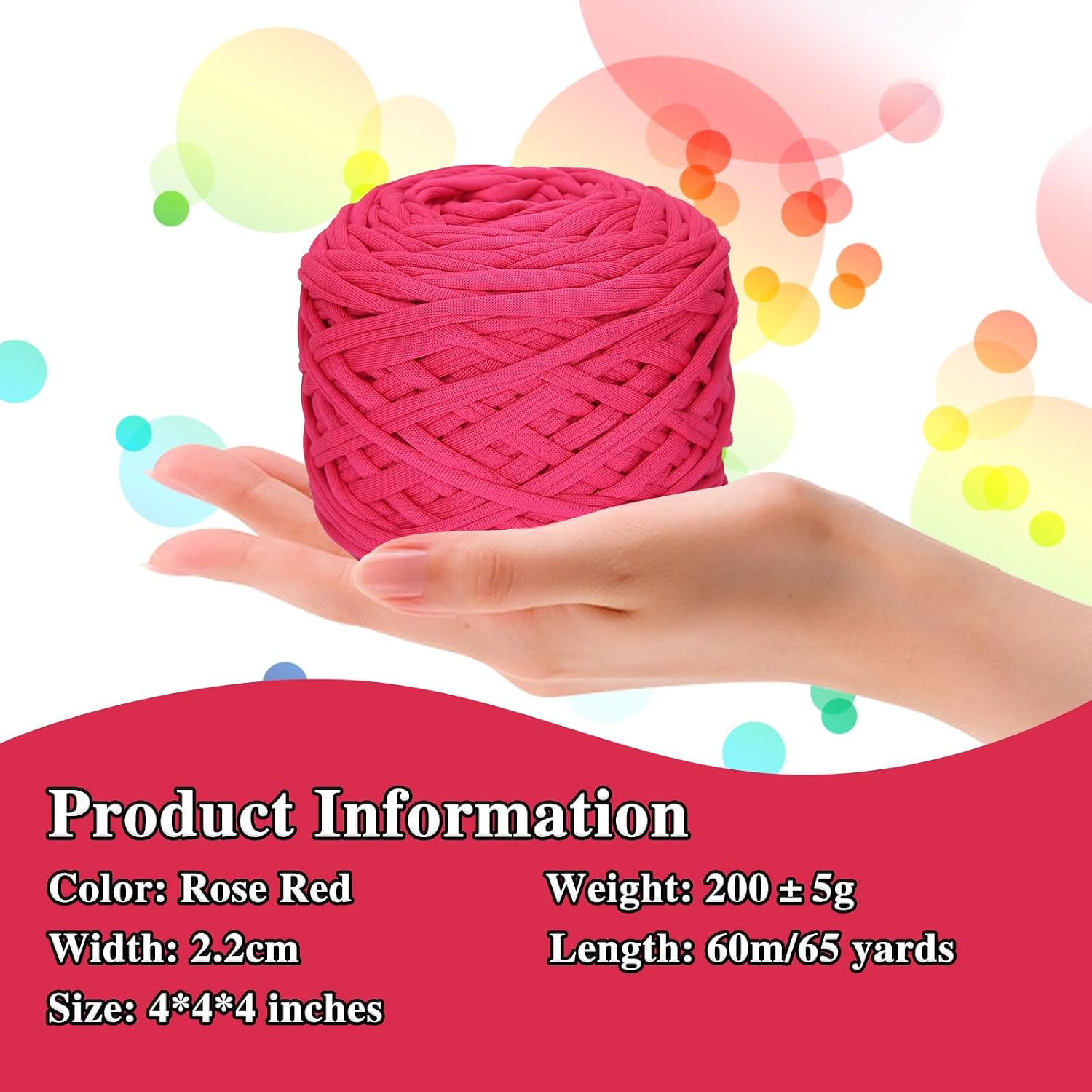 200g T-Shirt Yarn for Crochet, Thick Spaghetti Yarn Rose Red image 2