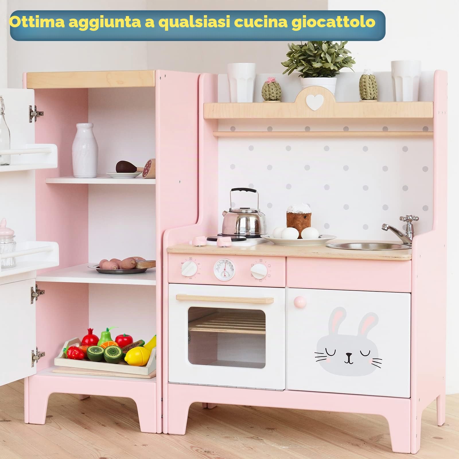 CARLORBO Giocattoli di Legno Finta Play Alimentare per Bambini da Cucina, Giochi di Ruolo Frutta e Verdura Giocattoli per 3 Anni Ragazzi e Ragazze