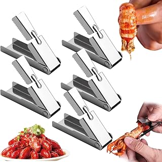 Crawfish Peeler Tool, Stainless Steel Crawfish Sheller Tool, Fast Crayfish Peeling and Tail Remover Tools, Easily Shrimp Shelling Device, Kitchen Shucker Gadget for Seafood Lovers (5PC)