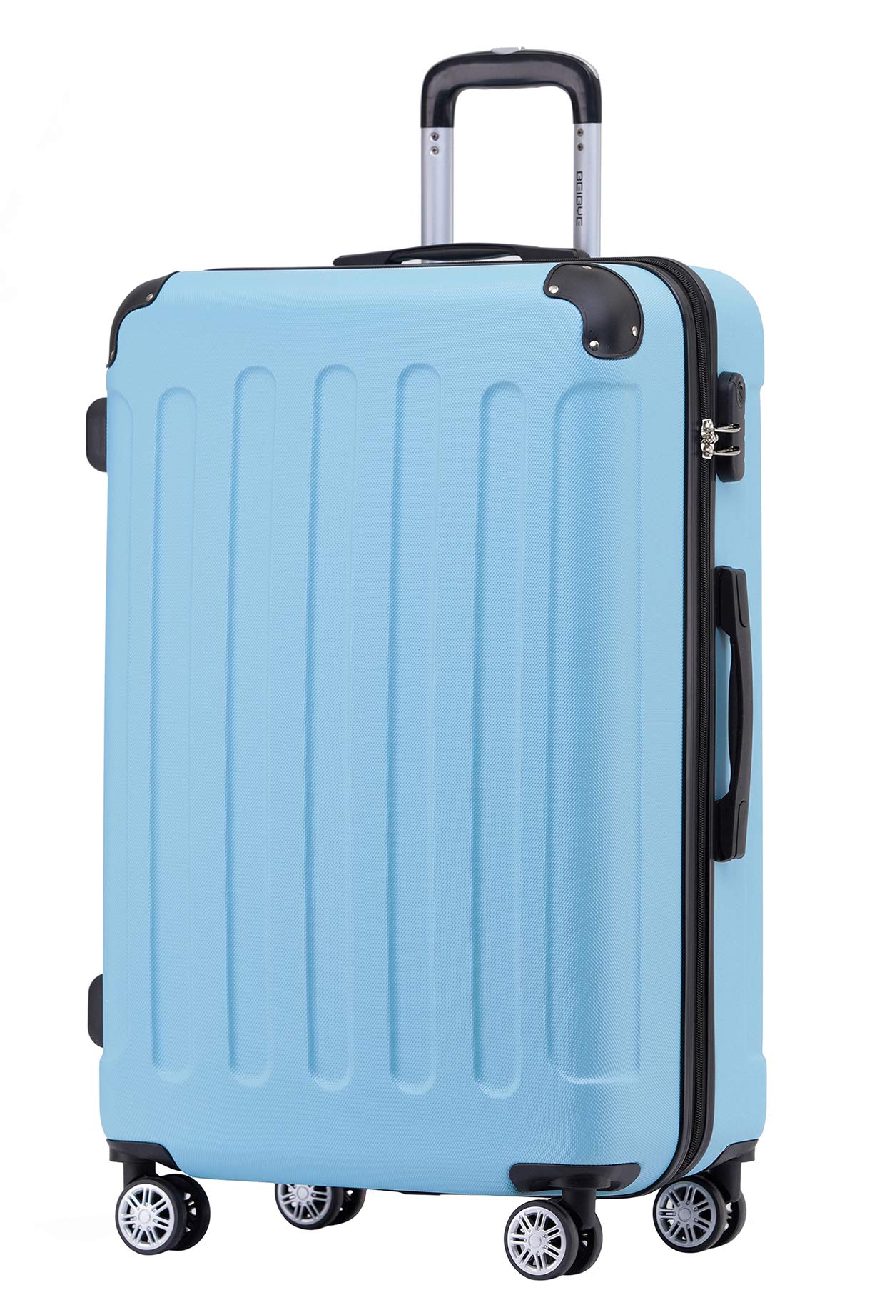 BEIBYE Hartschalenkoffer aus ABS, Reisekoffer mit 4 Zwillingsrollen und Zahlenschloss, Leichter Trolley Koffer mit Teleskopgriff, Handgepäck 55 cm sowie 66 cm und 76 cm, Koffer in 20 Farben