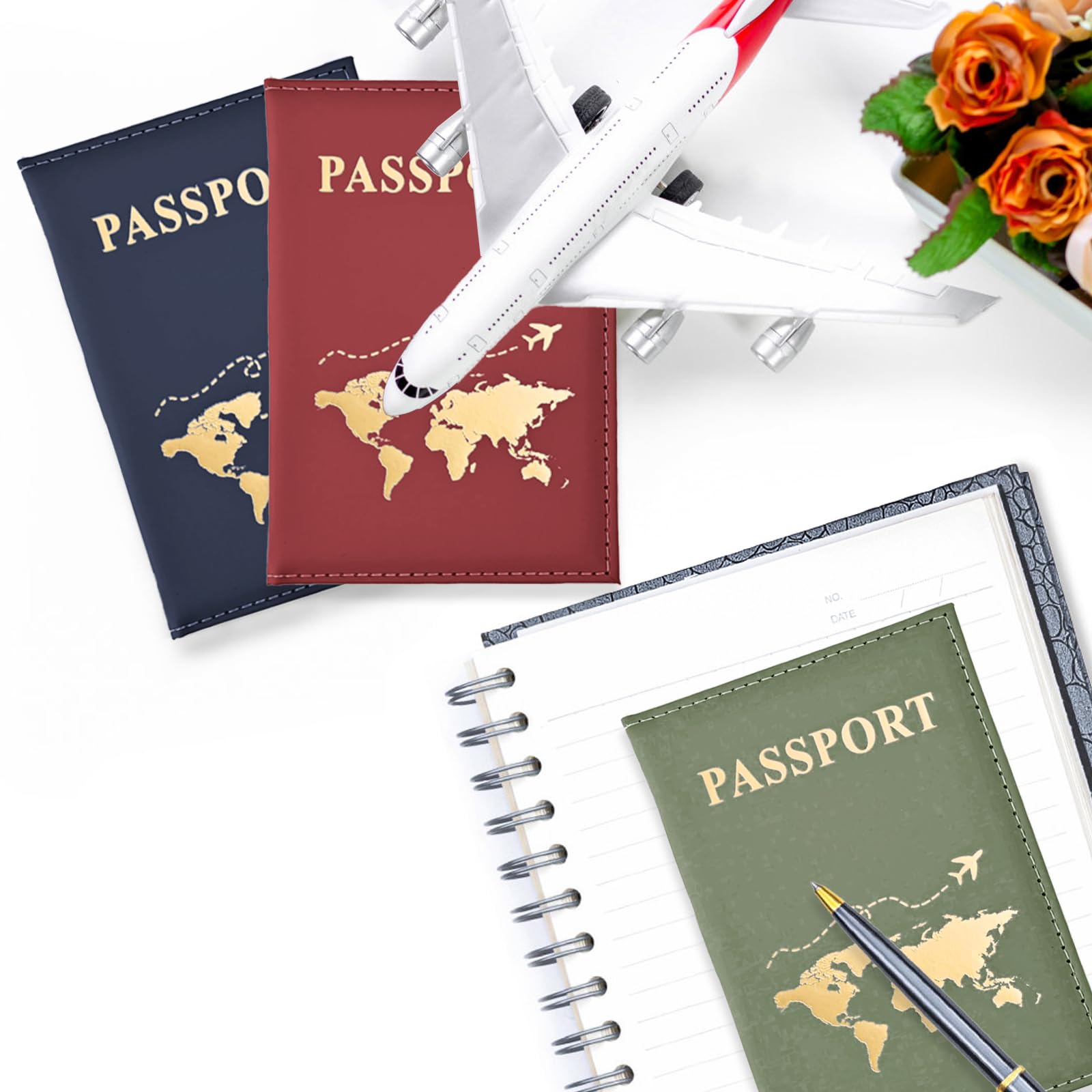3 Pièces Protège-Passeports, Protege Passeport Francais, Matériau en Cuir PU, Utilisation pour Le Rangement des Passeports Lors des Voyages en Famille et des Déplacements Professionnels