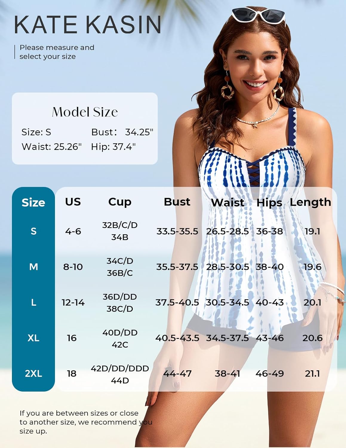 Kate Kasin Tankini Swimsuits for Women 2025, Two Piece Tummy Control Bathing Suit, Floral Flowy Swim Tops with Short Swimwear - Image 6