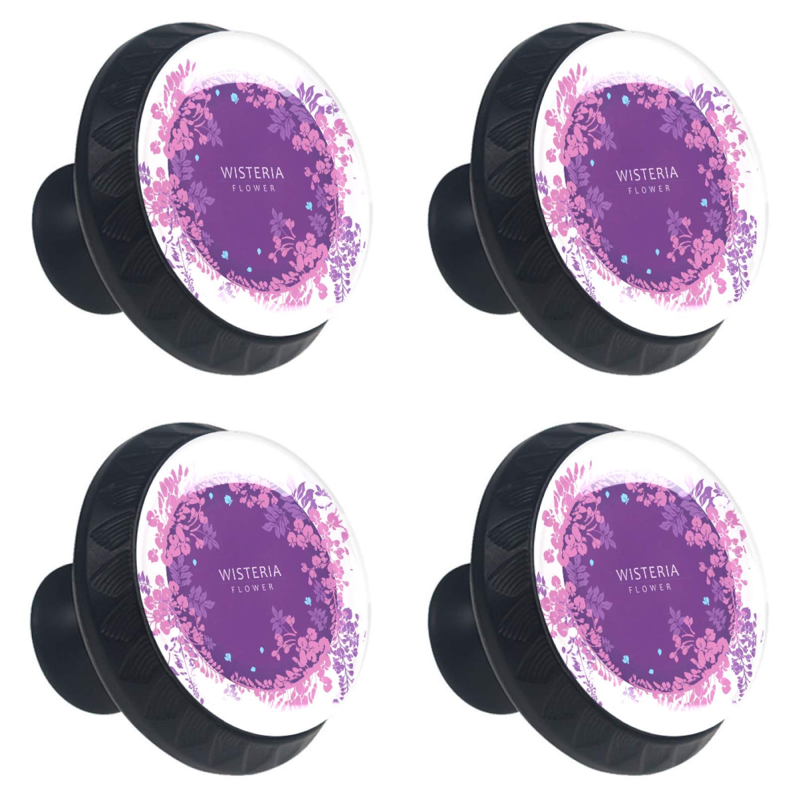 Boutons de meuble raffinés en verre cristal motif glycine 30 mm