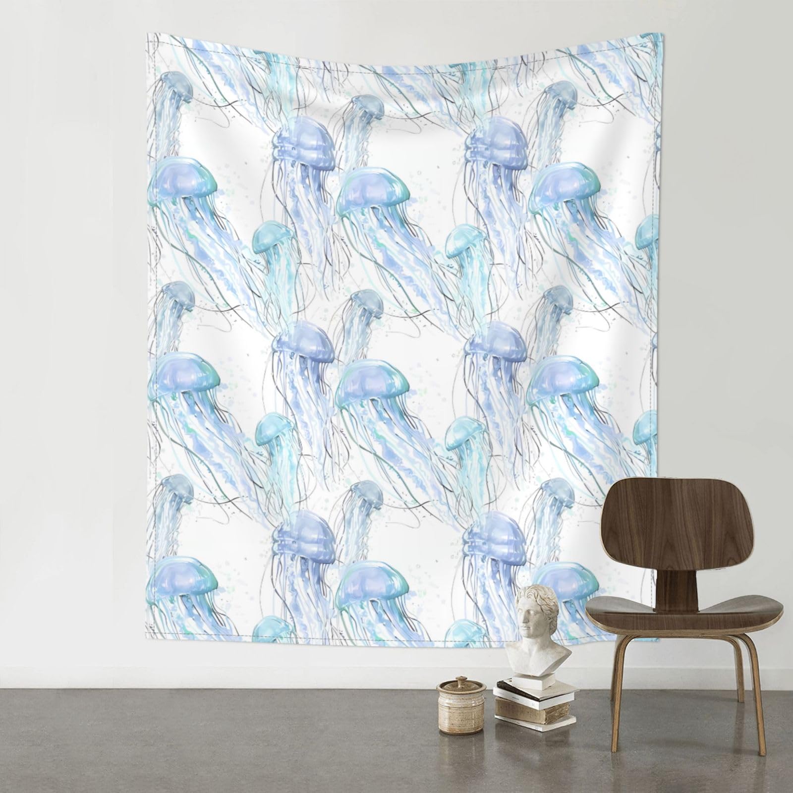 HJFCZH Watercolor 3D Jellyfish Prints Wall Tapestry 60x51in – Boho Decor Throw for Bedroom, Dorm, Beach Cover & Picnic Blanket
