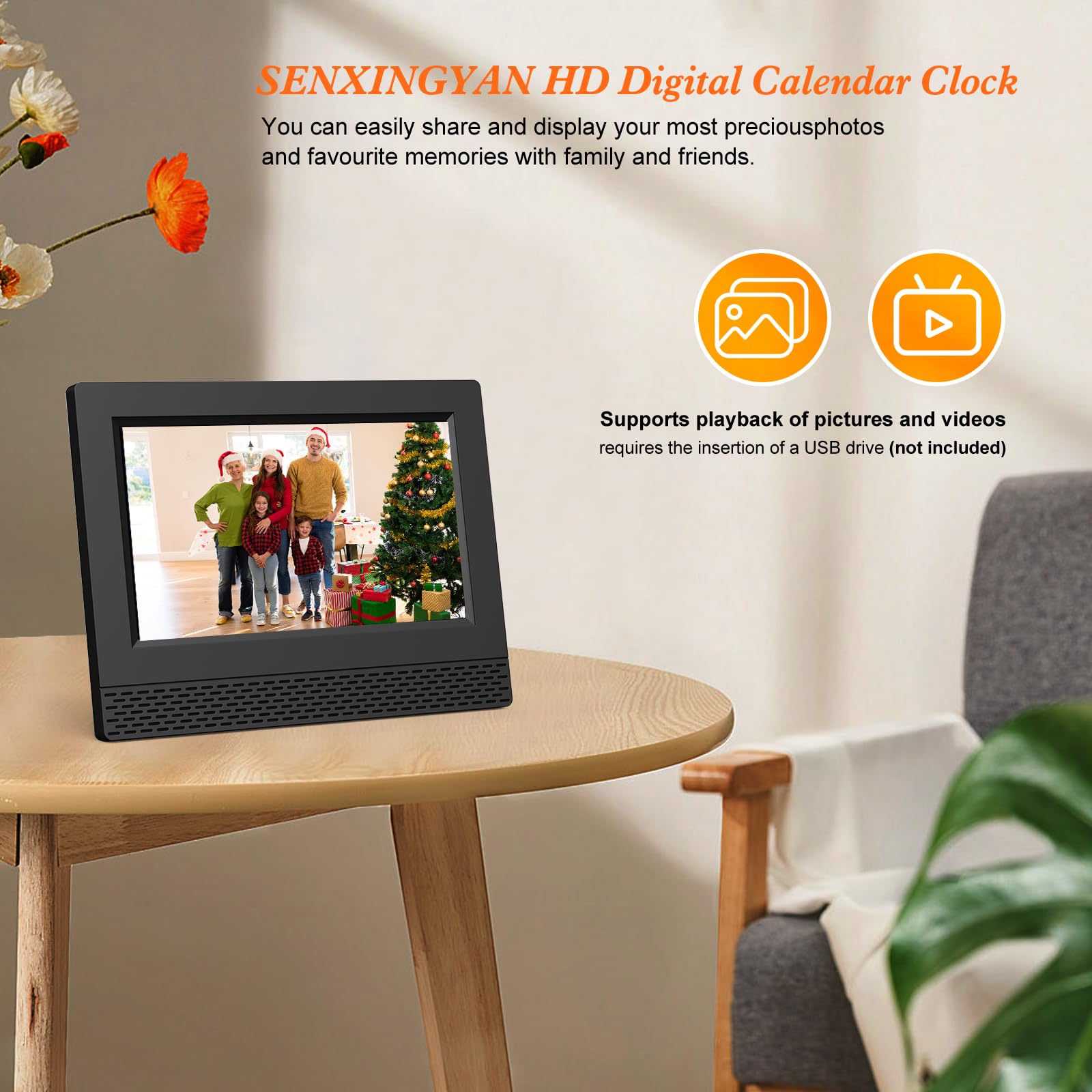 Reloj Digital con Calendario y Alarma, Pantalla HD de 7" de Alta Definición, Modos Múltiples con Ajuste Automático de Brillo, Fecha y Día Completo para Alzheimer, Demencia y Pérdida de Memoria (Negro)
