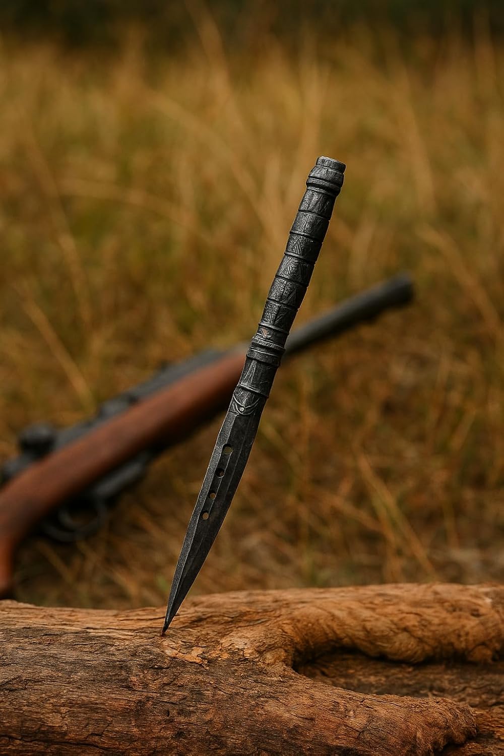 Hunting Fixed Blade Knives,/blank blade//hunting knives with sheath/Skinner knives/custom handmade Dagger,Tri Edge Collectible dagger/kris knife with leather sheath