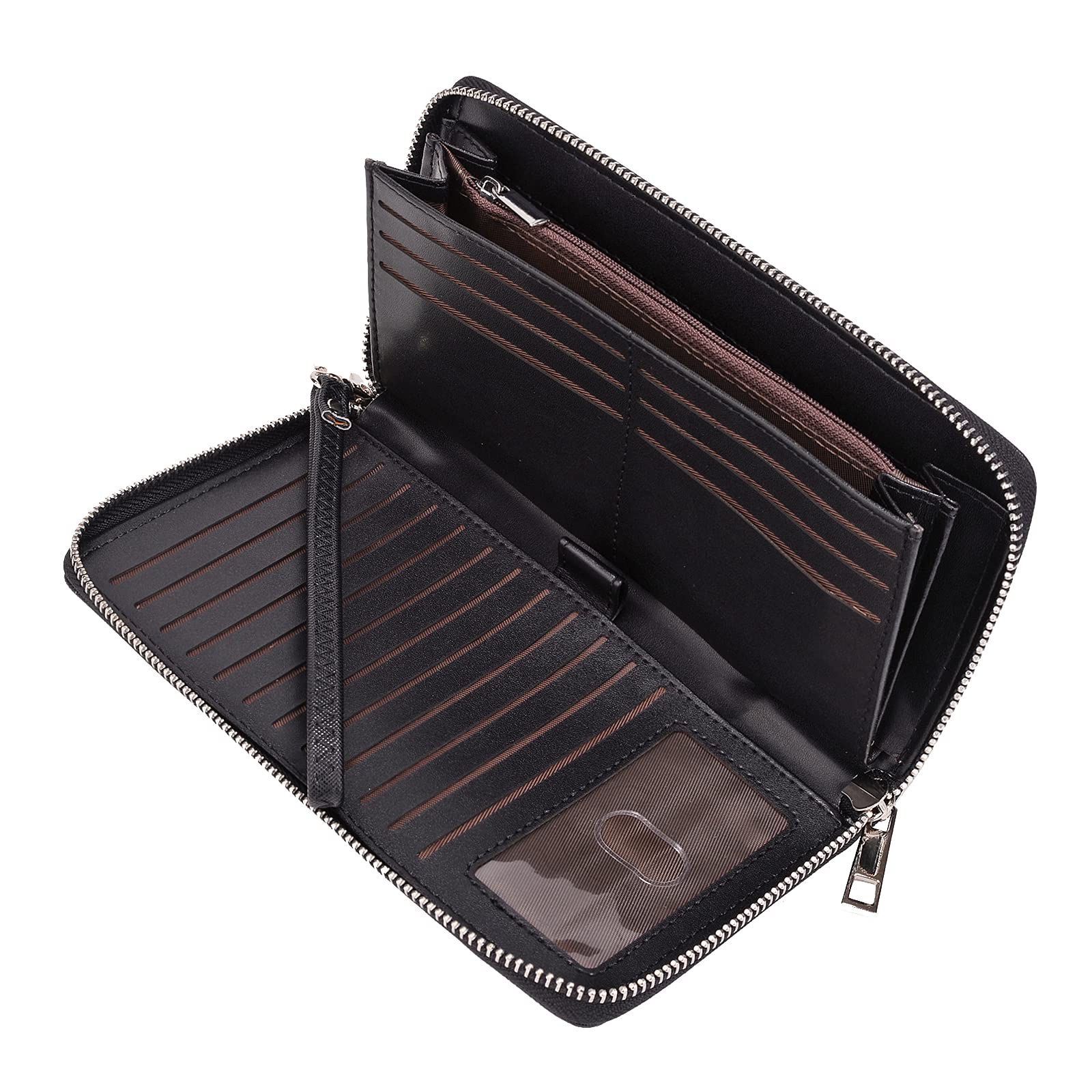 UTOWomen Wallet Large Leather Zip Around Card Holder Checkbook Passport Organizer Ladies Travel Clutch with Wristlet