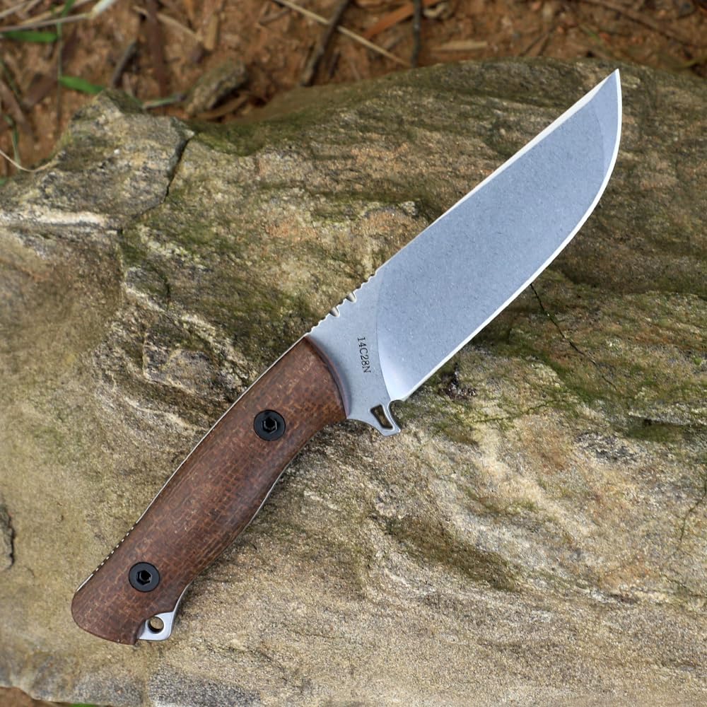 Fixed Blade Fishing Knife - Ideal Outdoor Knife 14C28N Steel - Camping - Hand Tools (A)