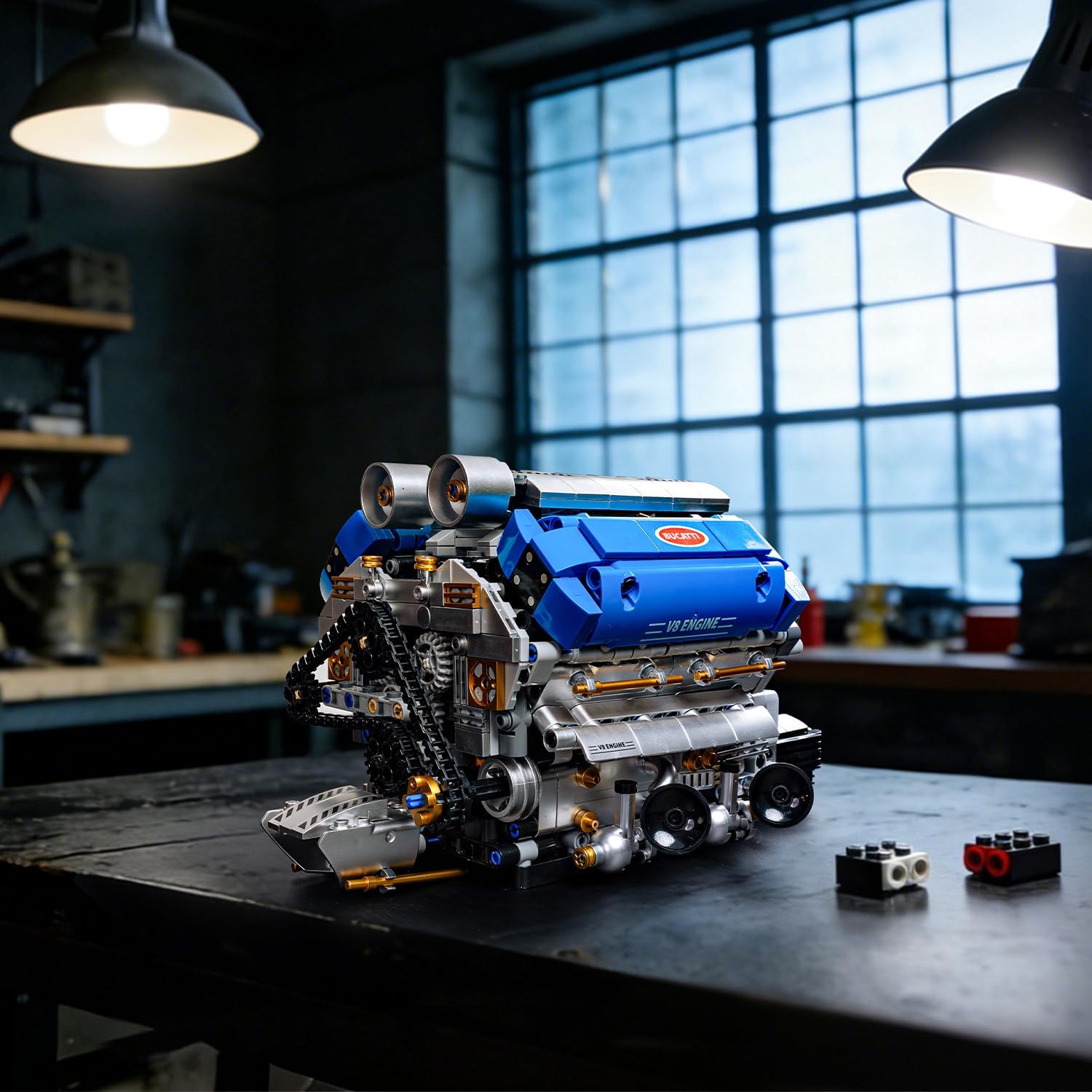 V8 Engine Model Kit That Runs, Motorized Engine Building Set for Adults, Working Visible Engine with Chain & Cylinder Linkage, STEM Mechanical Building Toy Gift for Car Enthusiasts