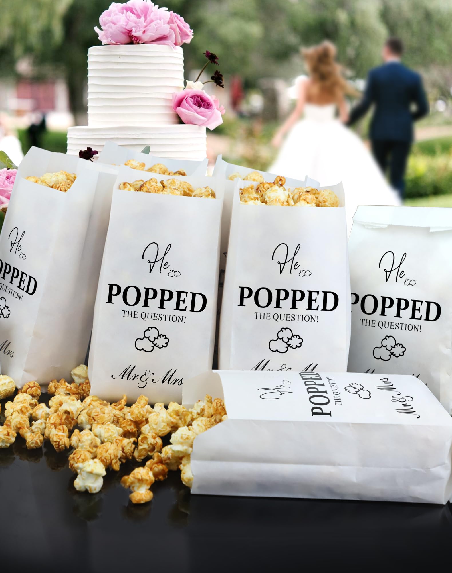 48pcs He Popped the Question Popcorn Bags - Engagement, Bridal