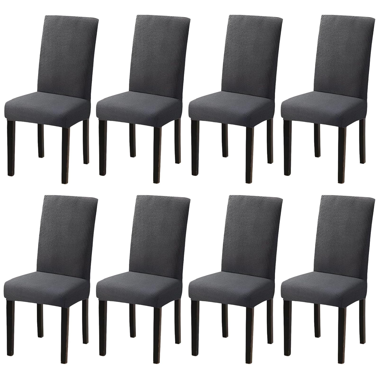 Housse de chaise universelle extensible grise (lot de 8) pour salle à manger
