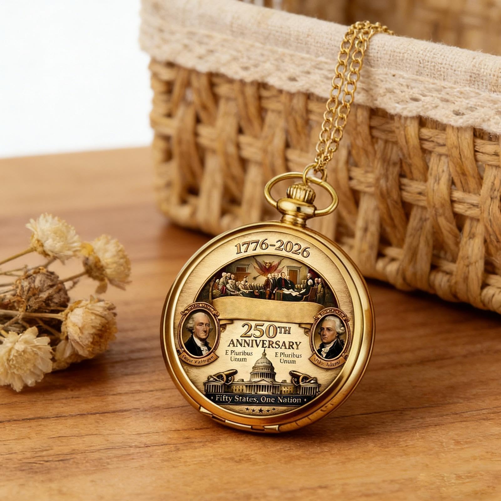 Générique Montre À Gousset | Bijou Drapeau US 250e Anniversaire | Vintage Montre à Gousset pour Collection,pour Hommes Femmes Bureau Maison Voyage Mariage Soirée Fête des Pères