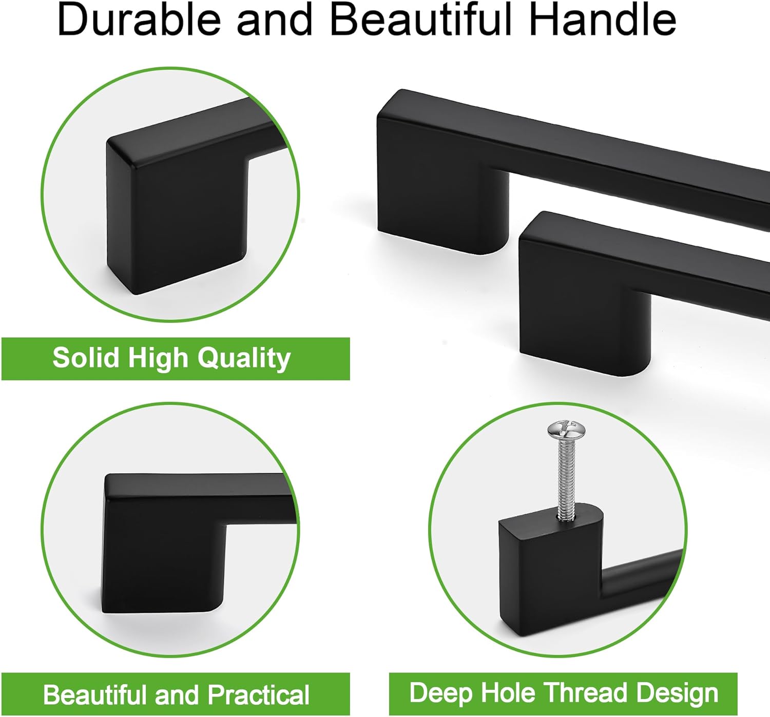 SAILING 10 Pack Cabinet Handles-5"/128mm Screw Spacing Matte Black Furniture Hardware Handles for Kitchen Cabinets Bedroom Cabinet Pull