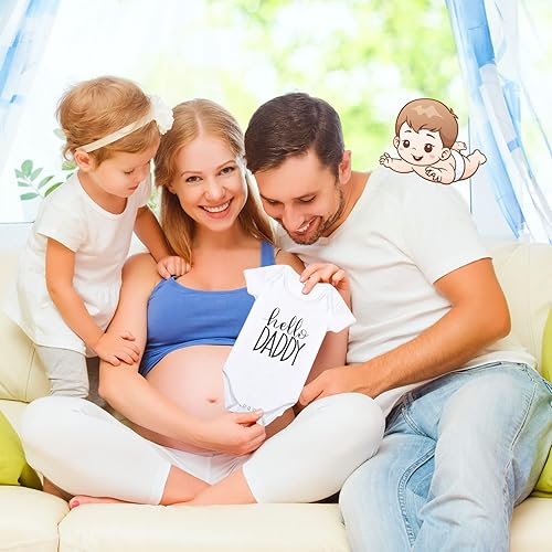 Miniatura 7 de Anuncios sorpresa de embarazo para papá, caja de recuerdo de prueba de embarazo de madera, caja de anuncio de bebé, body de bebé de Hello Daddy para