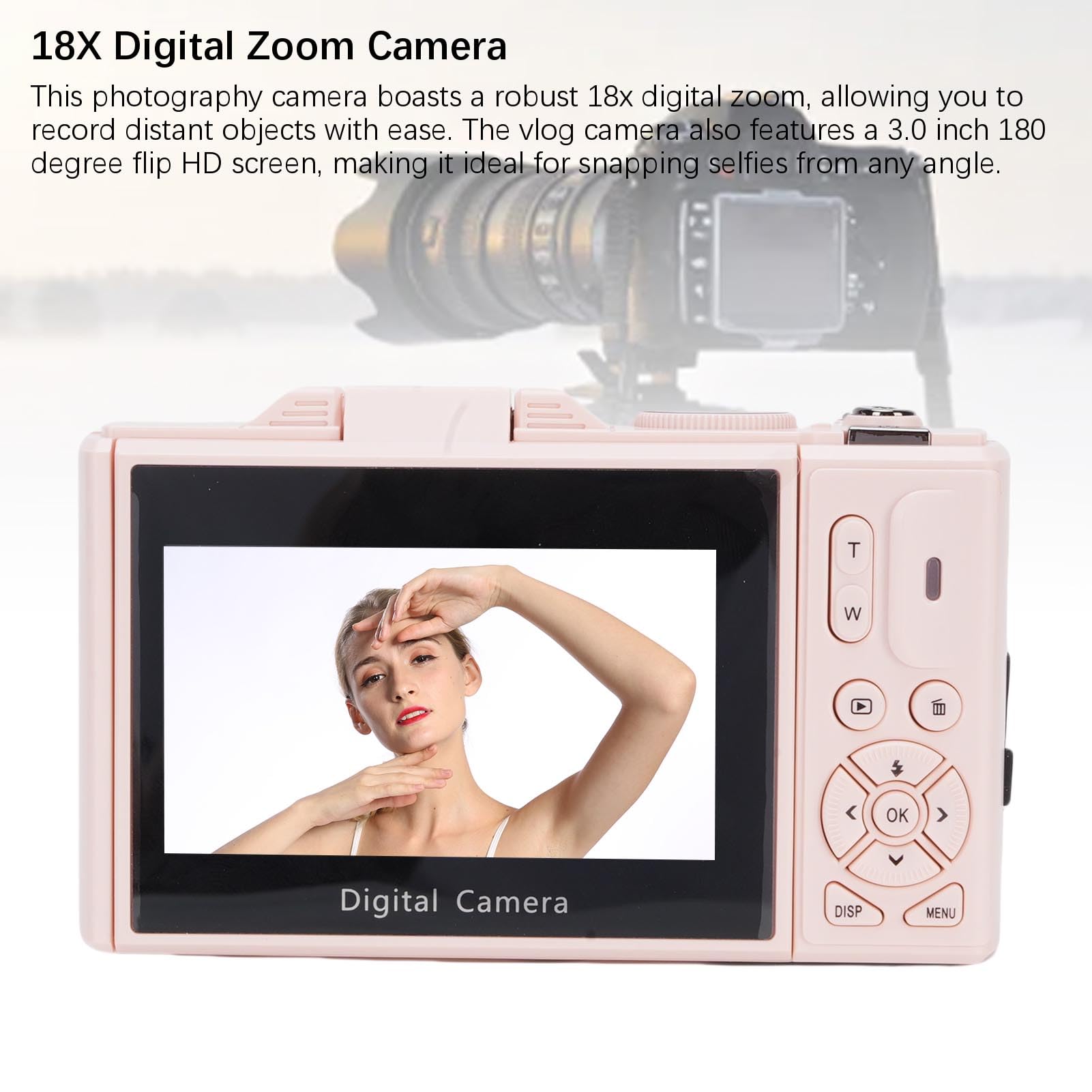 Cámara Digital 5K 75MP, WiFi 18X Zoom 3.0" Pantalla Abatible 180° con Tarjeta de 32GB, Lente Macro de 52mm, Luz de Relleno LED, 19 Filtros para Fotografía y Vlogging