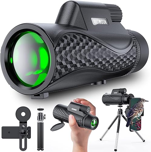 Telescopio monoculares para smartphone con adaptador de teléfono 10 x 42 HD, trípode monocular impermeable, largo alcance, skyscope de alta potencia