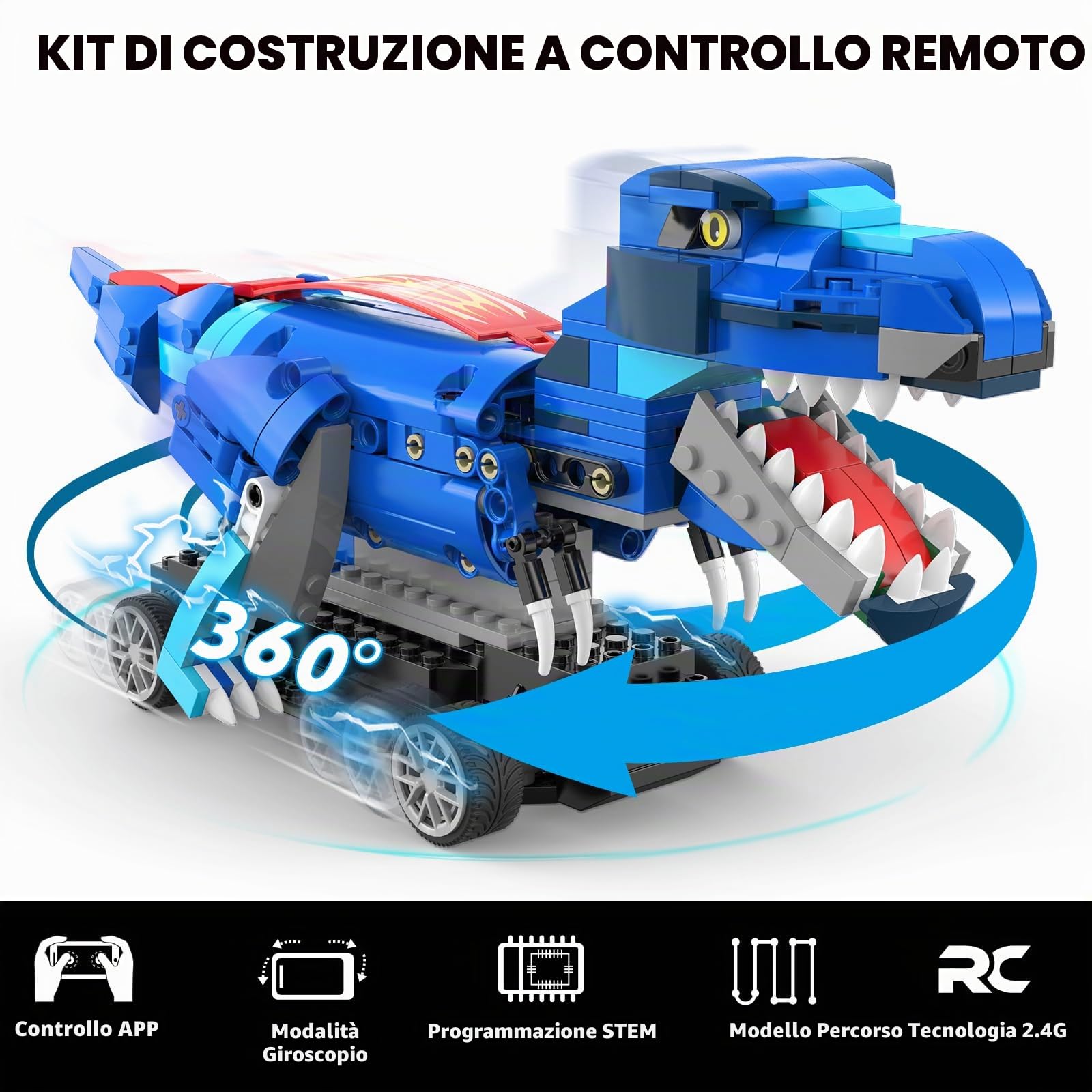 Yerloa Dinosauro Telecomandato Giocattolo Costruzioni Per Bambini T Rex 343 Pezzi Dinosauro Giocattolo Educativi Regalo Bambino 6 7 8 9 10 11 12 Anni