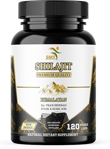 Shilajit Pure Himalayan Cápsulas (suplemento de ácido tévico) 1,000 mg de extracto orgánico de Shilajit por porción, 120 unidades (más de 85