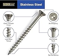 Vista 2 de Deck Plus Tornillos para valla y madera exterior con revestimiento epoxi de 2 pulgadas #8 x 2 Torx/Star Drive incluido, rosca gruesa, tornillo