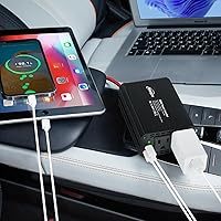 Vista 5 de Inversor de corriente para automóvil de 300 W con PD 65W, DC 12V a 110V AC Adaptador de enchufe para automóvil con puertos de carga USB QC 3.0 de 18