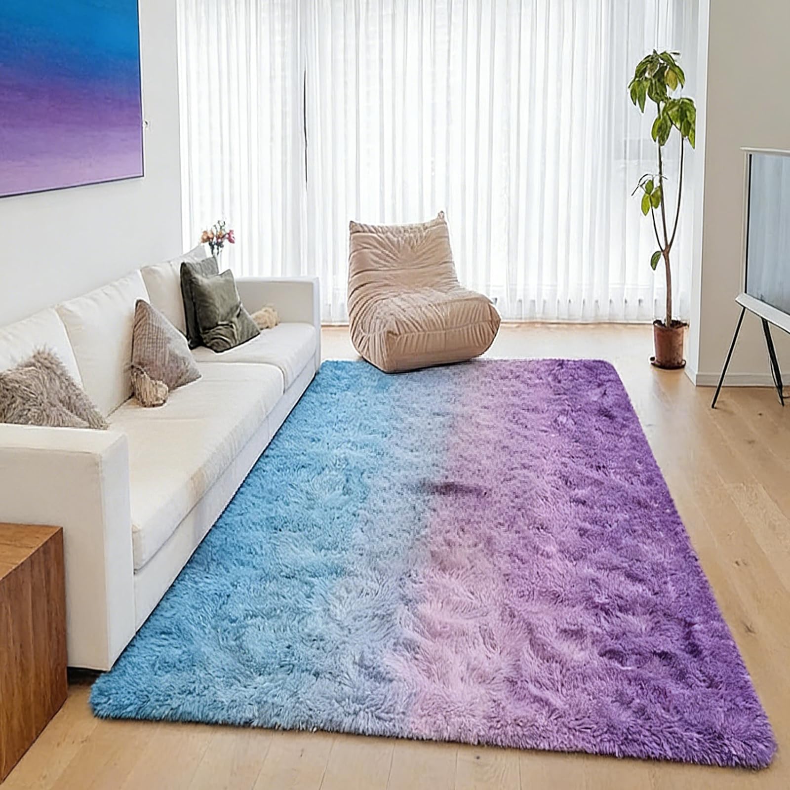 Tapis de salon bleu violet 110x185 cm à la finition moderne de luxe