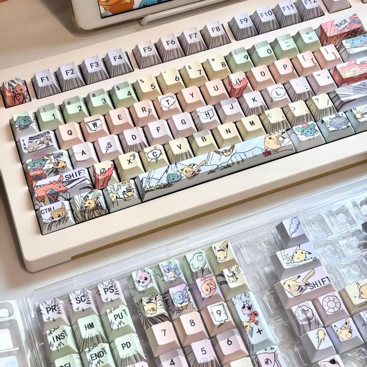 Japanese Anime PBT Keycaps 149 Keys - Cherry Profile Dye - Sublimation Custom Keycaps Set for Mechanical Keyboard 61/64/75/84/87/104/108 Layout