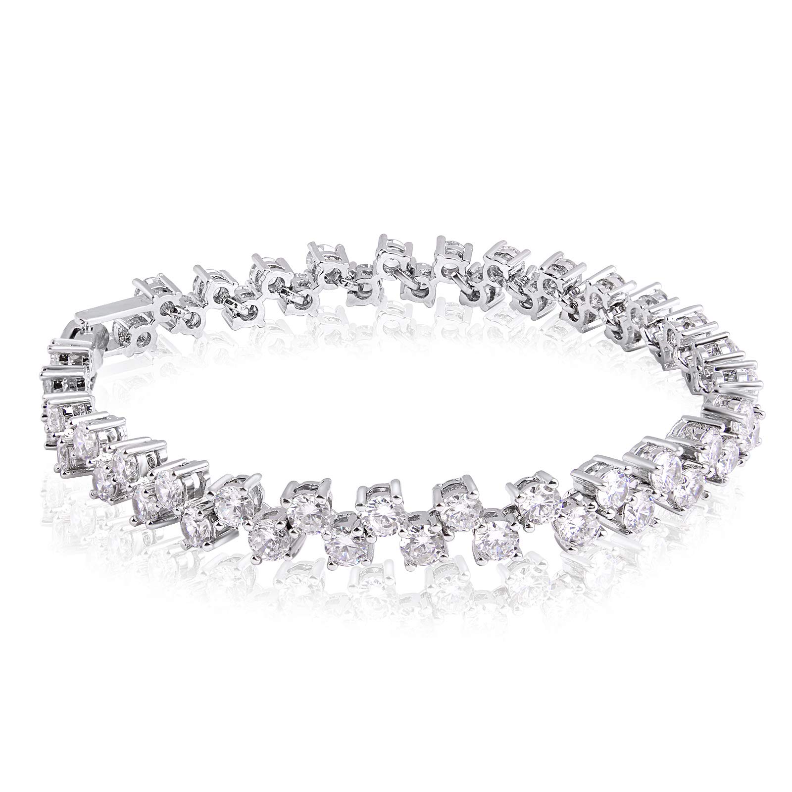 Zivom® Tennis Glossy Silver Aaa Grade CZ American Diamond Bracelet Women (B07KCCSHJB) Amazon Price History, Amazon Price Tracker