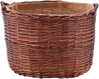 Wovenhill Willow Oval Log Basket | Handmade Wicker Large Lined Laundry Hamper Storage Box | W51 x D42 x H39cm | Bronze