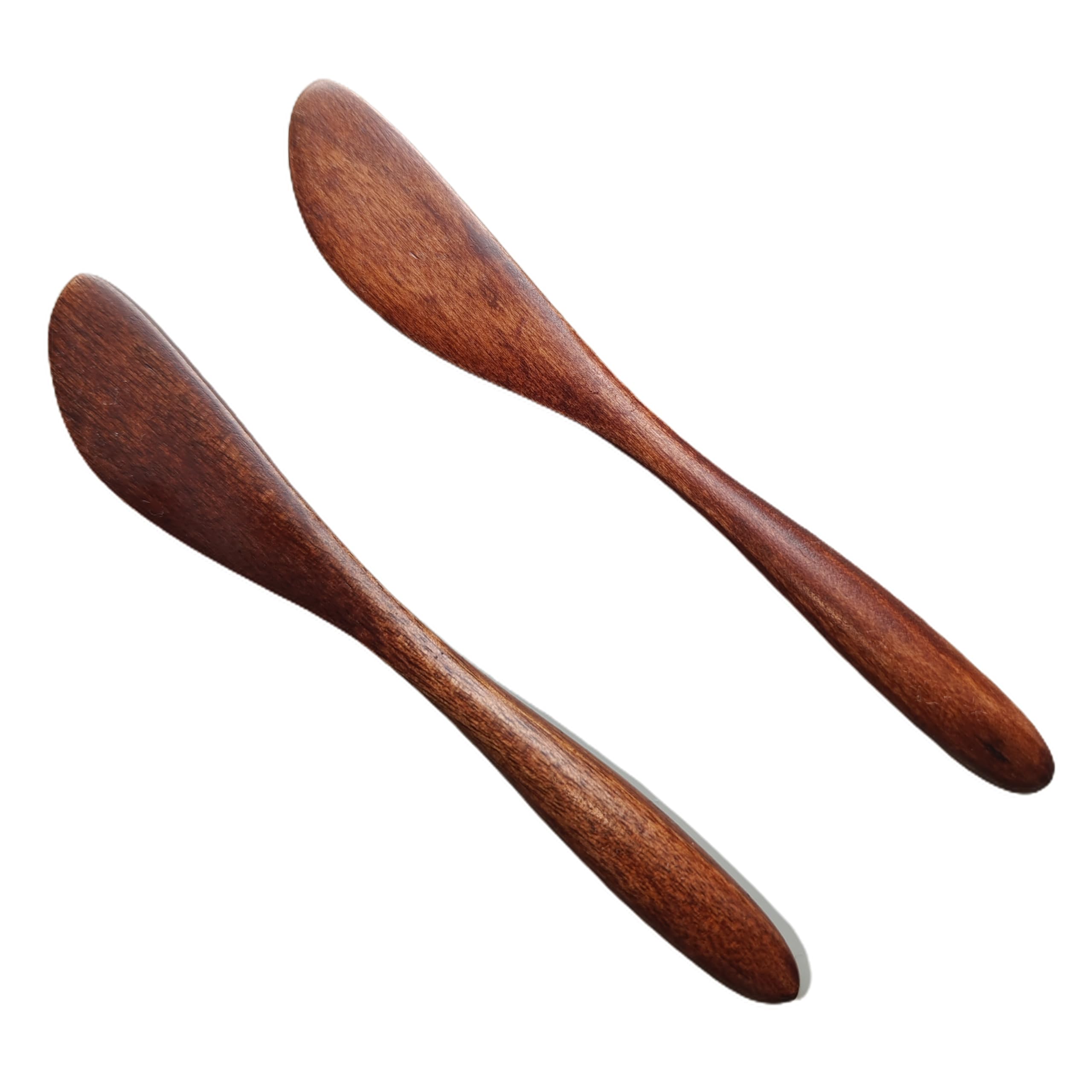 AUNHIRU Wooden Butter Spatula 2 Pcs Teak Wood Butter Knives 5.5 Inch Spreader Knives for Cheese Jam