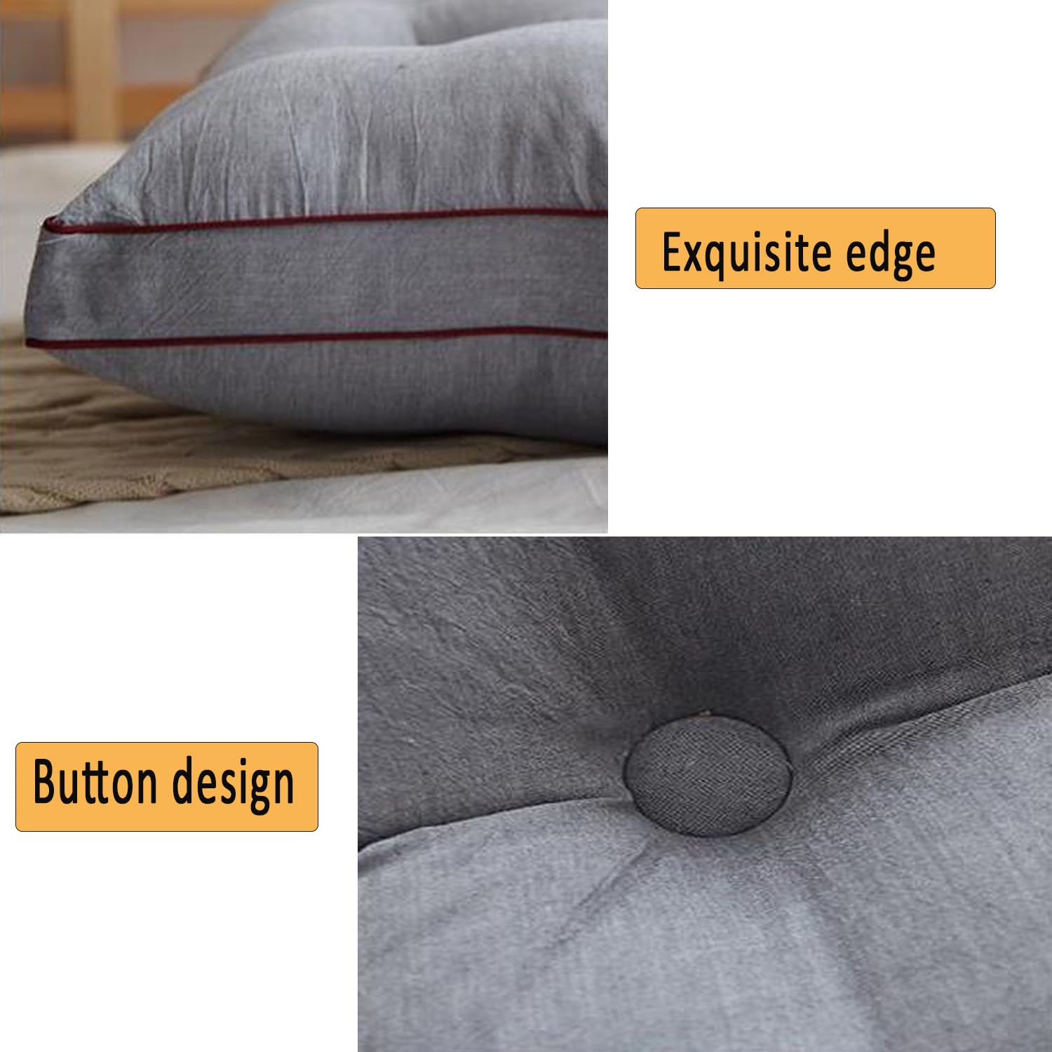 Almohada de respaldo suave para cama y sofá, almohada de apoyo para posición, almohada de cabecero, múltiples (148 x 48 x 15 cm, gris) - Comodidad y estilo